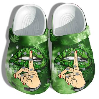 Weed Lip Smoke Croc Shoes - Funny Lipstick Weed Shut Up Clogs - Monsterry UK