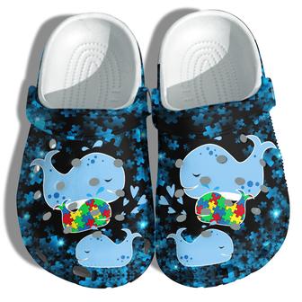 Whales Family Autism Awareness Shoes - Cute Whales Autism Puzzel Shoes Croc Clogs Gifts Women Daughter - Monsterry