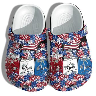Wife Mom Mimi 4Th Of July Shoes Gift Women - Flower Garden Love Family America Flag Shoes Birthday Gift - Monsterry CA