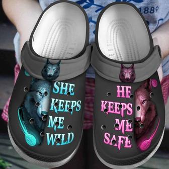 Wolves Keeps Me Wild And Safe Shoes Clogs Gifts - Monsterry DE