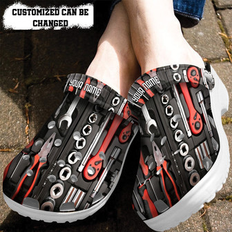 Wrench Screwdriver Machine Dad Shoes Gift Father Day- Repair Tools Dad Can Fix Shoes Clog Clogs Customize Gift Grandpa Uncle - Monsterry