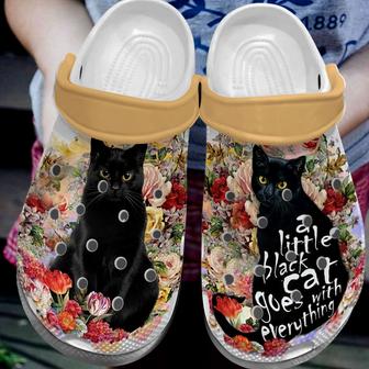 A Little Black Cat Goes With Everything Shoes - Flower Cat Custom Shoe For Cat Lovers Birthday Gift For Women Girl - Monsterry AU