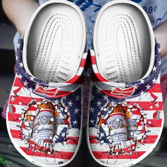 American Flag And Budweiser Rubber Clog Shoes Comfy Footwear | Favorety