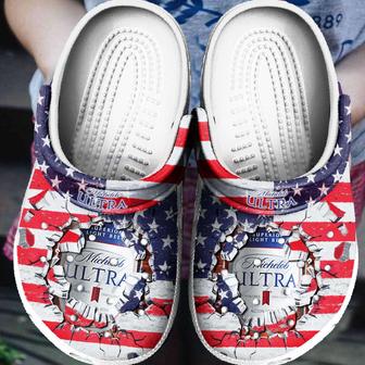American Flag And Michelob Ultra For Mens And Womens Gift For Fan Classic Water Rubber Clog Shoes Comfy Footwear - Monsterry