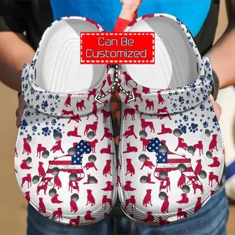 Animal Print - Boxer Dog American Flag Clog Shoes For Men And Women - Monsterry UK