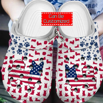 Animal Print - Corgi American Flag Clog Shoes For Men And Women - Monsterry