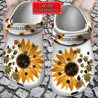 Animal Print - Turtle Sunflower Clog Shoes For Men And Women - Monsterry AU
