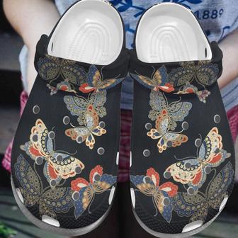 Art Butterfly Custom Shoes For Men Women - Black Beach Shoe Birthday Gifts For Mother Daughter - Monsterry DE