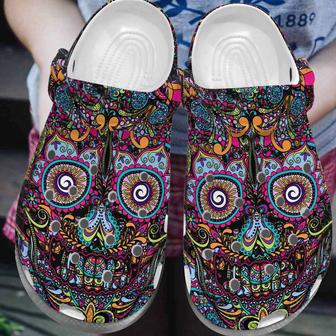 Art Flower Face Mandala Gift For Lover Rubber Clog Shoes Comfy Footwear - Monsterry