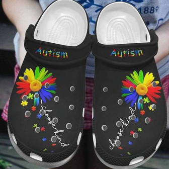 Autism Awareness Day Daisy Flower Choose Kind Puzzle Pieces Clogband Clog Shoes - Monsterry
