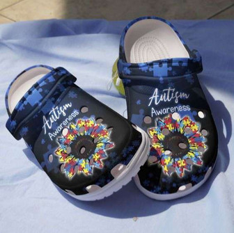 Autism Awareness Day Sunflower Puzzle Pieces Clogband Clog Shoes - Monsterry