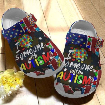 Autism Awareness Day Usa Flag I Heart Someone With Autism Puzzle Pieces Clogband Clog Shoes - Monsterry