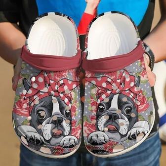 Awesome Boston Terrier Floral Rubber Clog Shoes Comfy Footwear - Monsterry AU