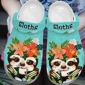 Baby Sloth With Flower Crown Shoes - Baby Animal Custom Shoe Birthday Gift For Women Girl Daughter Sister Niece Friend - Monsterry AU