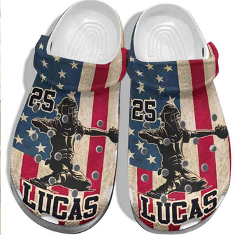 Baseball 4Th Of July Usa Flag Clogband Clogs - Monsterry