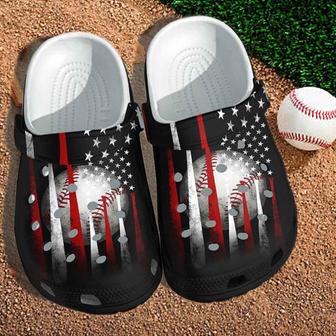 Baseball Bat America Flag Custom Shoes Clogs Gifts Shoes For Son Daughter - 4Th Of July Usa Flag Baseball Croc Shoes - Monsterry