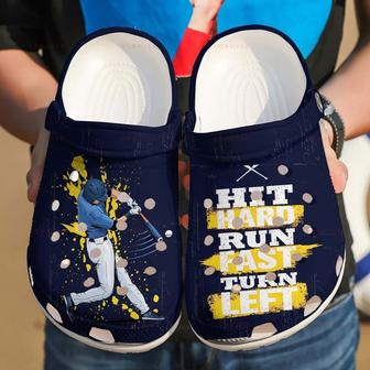 Baseball Hit Hard Run Fast Gift For Lover Rubber Clog Shoes Comfy Footwear - Monsterry UK