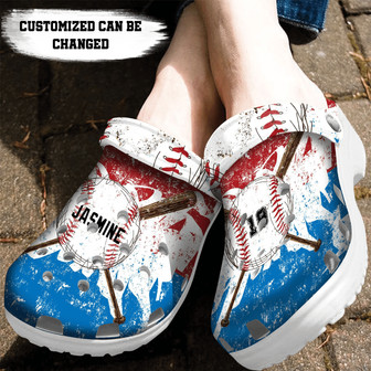 Baseball Personalized Watercolor Clog Shoes Baseball - Monsterry