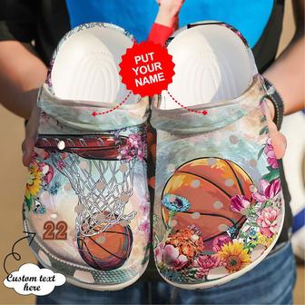 Basketball - Basketball Personalized Floral Clog Shoes For Men And Women - Monsterry AU