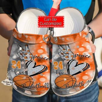 Basketball - Basketball Personalized Peace Love Clog Shoes For Men And Women - Monsterry CA