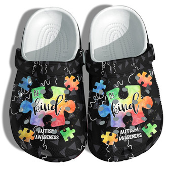 Be Kind Autism Puzzel Shoes - Rainbow Autism Awareness Shoes Clog Clogs Gifts For Son Daughter - Monsterry