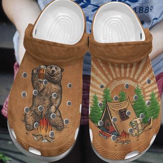 Bear Beer Camping Peace 4 Gift For Lover Rubber Clog Shoes Comfy Footwear - Monsterry CA