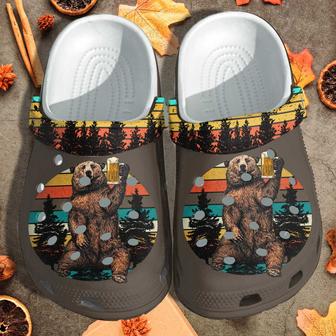 Bear Drinking Camping Shoes Old Men - Funny Cute Custom Shoes Gifts For Men Fathers Day - Monsterry UK