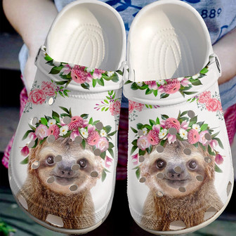 Beautiful Flower With Cute Sloth Shoes Clogbland Clog Birthday Gift For Woman Girl Daughter Sister Niece Friend - Monsterry