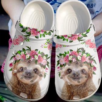 Beautiful Flower With Cute Sloth Shoes Crocbland Clog Birthday Gift For Woman Girl Daughter Sister Niece Friend - Monsterry