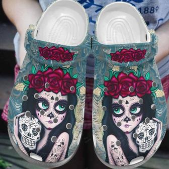 Beautiful Girl Flower Sugar Skull Mexican Shoes Clog Gifts For Women Girl Daughter - Monsterry
