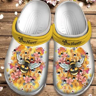Bee Happy Shoes - Flower Honey Outdoor Shoes Gift For Women Girl Mother Daughter - Monsterry