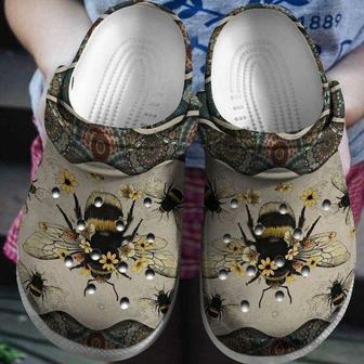 Bee Mandala Personalized 202 Gift For Lover Rubber Clog Shoes Comfy Footwear - Monsterry