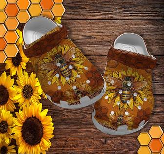 Bee Sunflower Floral Vintage Croc Shoes Gift Grandma- Bee Kind Shoes Croc Clogs - Monsterry UK