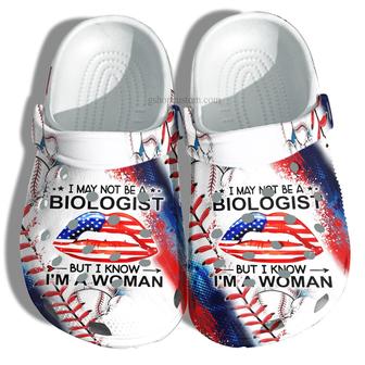 Biologist Woman Baseball Lover Croc Shoes Gift Daughter- Biologist America Flag Baseball Shoes Gift 4Th Of July - Monsterry AU