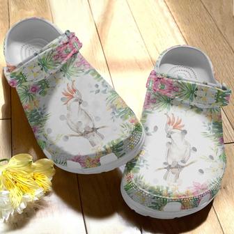 Birds Flower White Parrot Flower Shoes - Cockatoo Shoes Crocbland Clog Birthday Gifts For Woman Daughter Mother - Monsterry CA