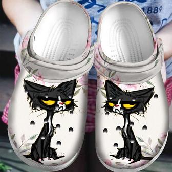 Black Cat Rubber Clog Shoes Comfy Footwear - Monsterry AU