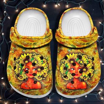Black Queen Sunflower 6 Gift For Lover Rubber Clog Shoes Comfy Footwear - Monsterry DE