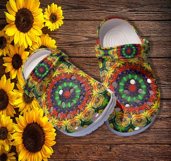 Butterfly Boho Trippy Flower Clog Shoes - Boho Peace Hippie Shoes Clog Clogs - Monsterry