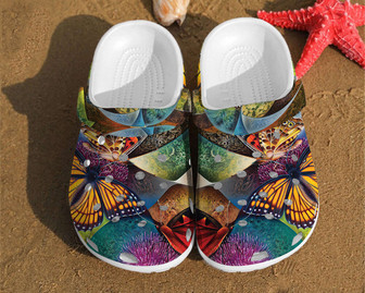 Butterfly Illusion Art Watercolor Rubber Clog Shoes Comfy Footwear - Monsterry
