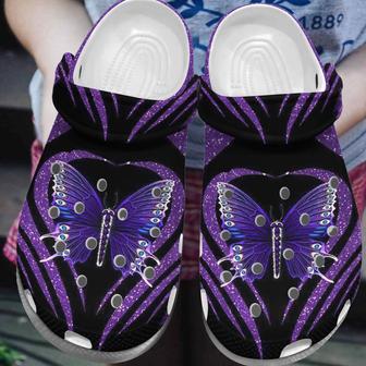Butterfly In Purple Heart Shoes - Butterfly Bling Shoes Gifts For Mother Day Daughter - Monsterry CA