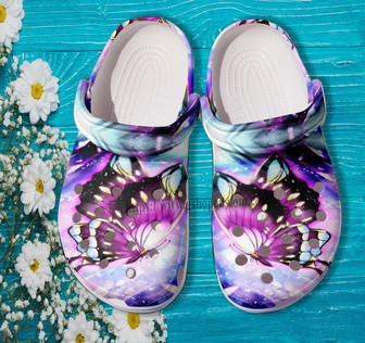 Butterfly Purple Magical Shoes Gift Birthday Women- Butterfly Daughter Shoes Clog Clogs - Monsterry