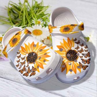 Butterfly Sunflower Shoes Clogs - Be Kind Sunflower Shoes Birthday Gift For Mother Day 2022 - Monsterry CA