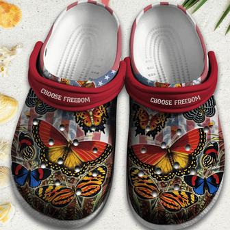 Butterfly Usa Flag 4Th Of July Gift For Lover Rubber Clog Shoes Comfy Footwear - Monsterry DE