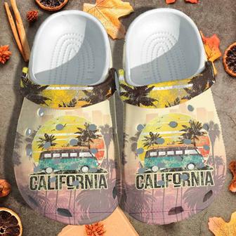 California Beach Summer Shoes Clogs Vintage For Men Women - California Camping Bus Custom Shoes Clogs - Monsterry DE