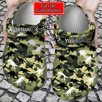 Camo Dinosaurs Patterns Clog Shoes Colorful - Monsterry UK