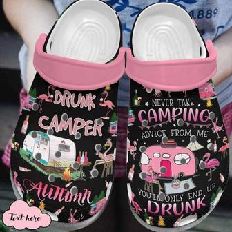 Camper Drunk Flamingo Gift For Lover Rubber Clog Shoes Comfy Footwear - Monsterry UK