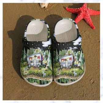 Camping Camper In The Night Rubber Clog Shoes Comfy Footwear - Monsterry