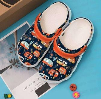 Camping Happy Campers Rubber Clog Shoes Comfy Footwear - Monsterry