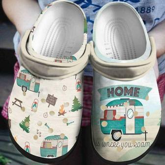 Camping Home Is Unere You Roam Personalized 7 Gift For Lover Rubber Clog Shoes Comfy Footwear - Monsterry