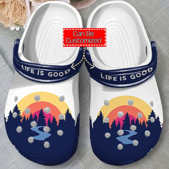 Camping - Life Is Good Clog Shoes For Men And Women - Monsterry